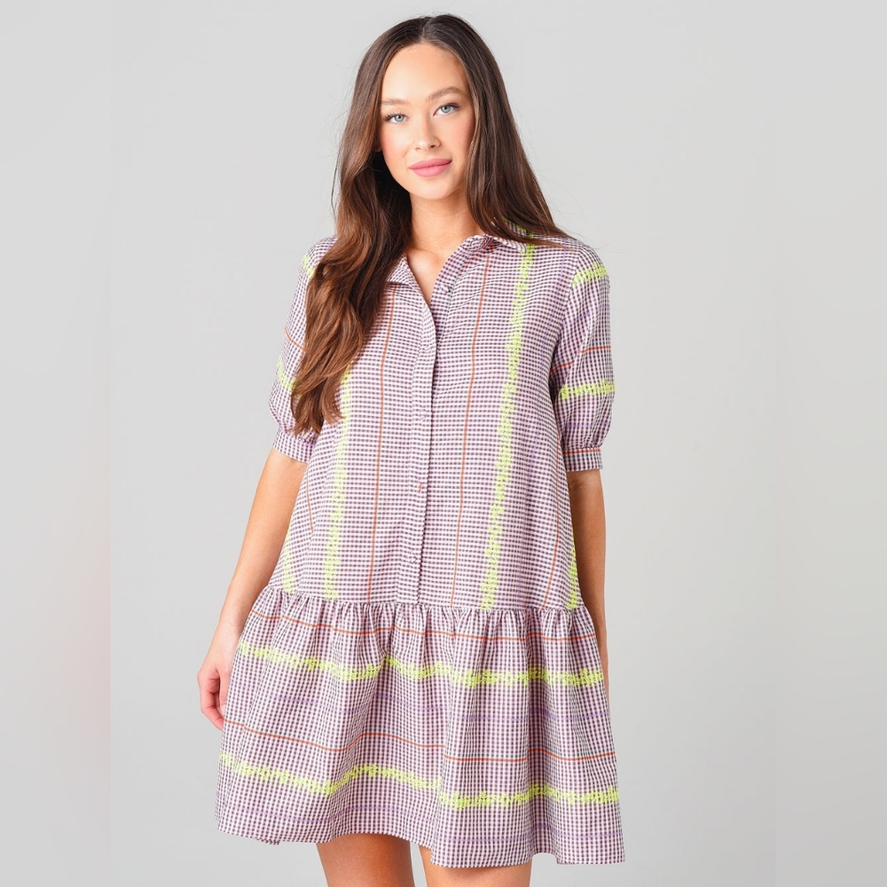 Devotion Twins Short Sleeve Gingham Dress